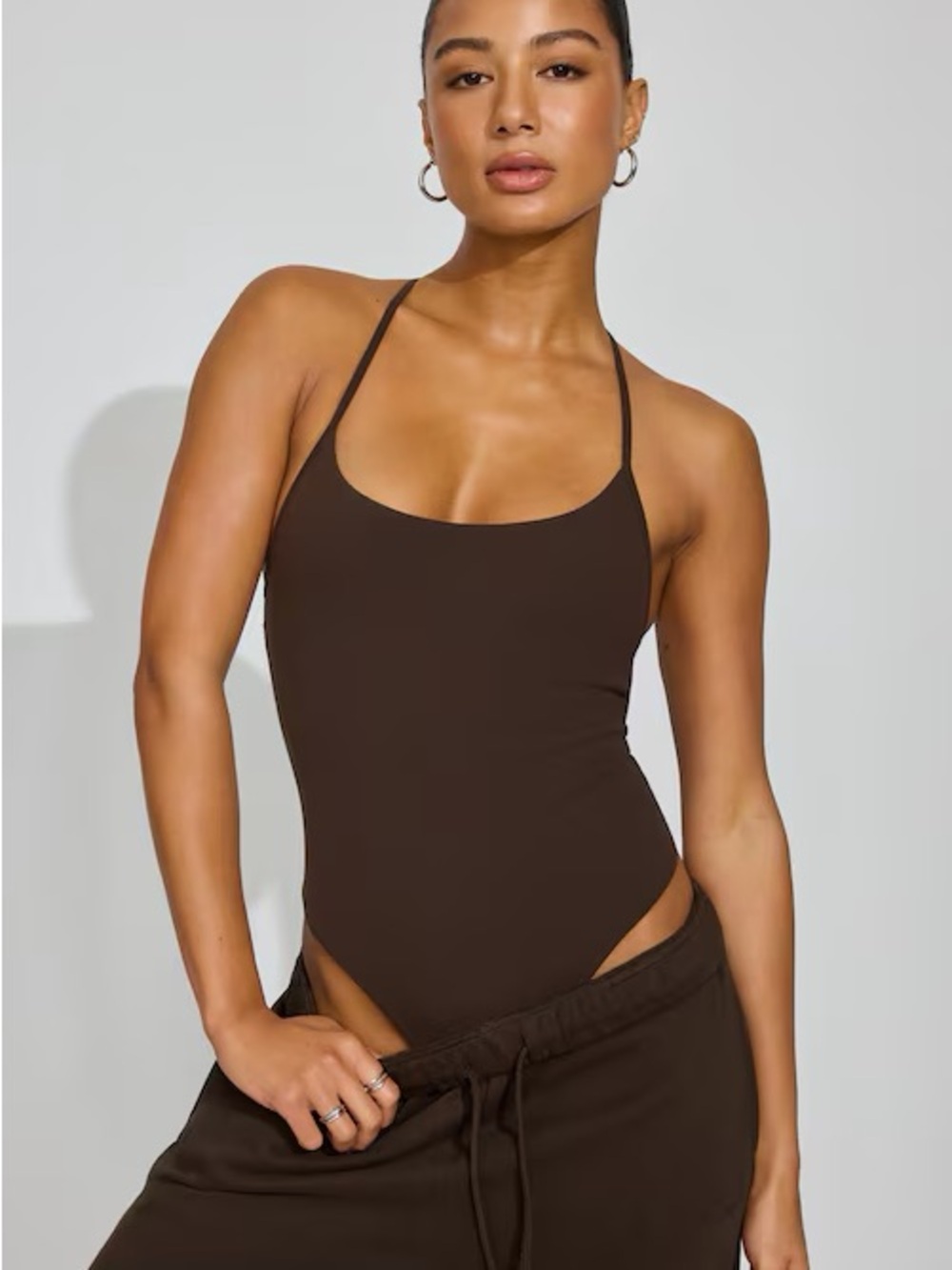 Athleta Dark Brown Scoop-Neck One-Piece Swimsuit